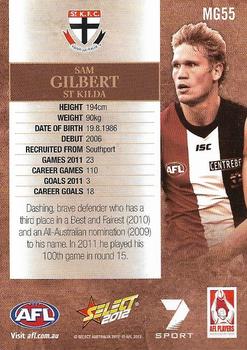 2012 Select AFL Champions - Milestone Game Foils #MG55 Sam Gilbert Back